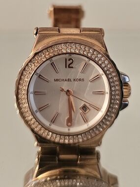 Michael Kors Rose Gold Tone Crystal Bezel Women's Watch